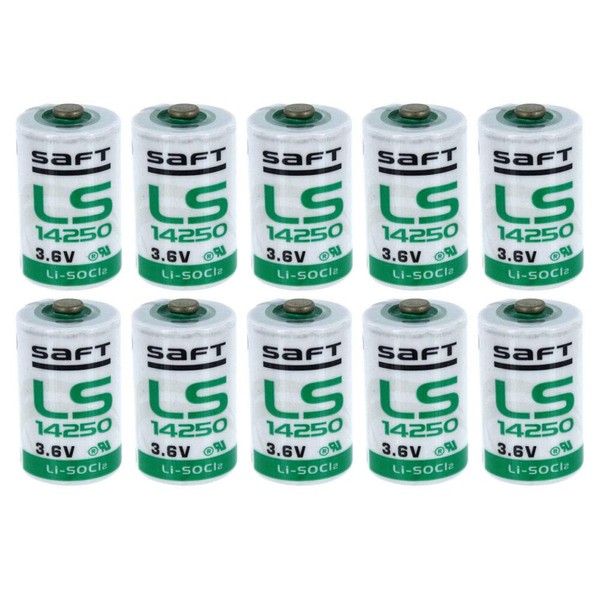 10 x SAFT LS 14250 LS14250 C 1/2 AA 3.6v lithium battery 1200mAh High Capacity
