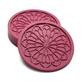 Silicone Coasters for Drinks - 6 Pack 4" Drink Coasters for Aesthetic Room Decor - Goth Accessories for Kitchen Gadgets by COASTERFIELD (Purple)