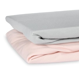 Schlummersack Fitted Sheet 60 x 120 cm - 70 x 140 Pack of 2 Pink/Grey, 100% Cotton, Oeko-Tex, Bed Sheet for Baby and Cot