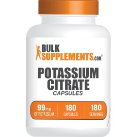 BulkSupplements Potassium Citrate Capsules 99Mg 180 Count Mineral Supplement For Wellness
