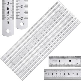 Lothee 12 Pieces Bulk Metal Yard Stick Large Stainless Steel Ruler Rule Measure Straight Edge 1 Metre Meter 40 Inch / 100 cm School Classroom Measuring Tool for Student Teacher Woodworking