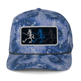 Dancing Skeletons Fishing Trucker Hat Rope Cap Vintage Tie Dye Snapback (Blue)