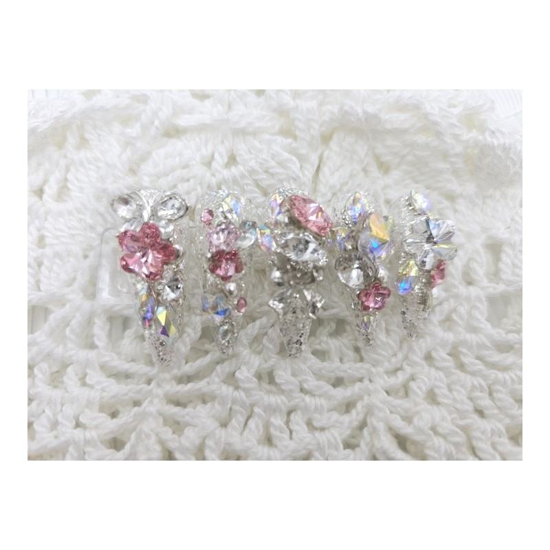  0822Cherry Blossom Swan Nail Queen Handmade Nail Tips ✨