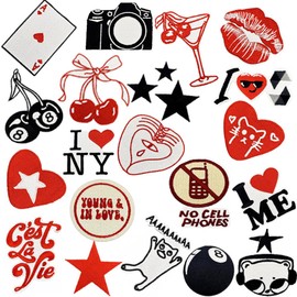 20 PCS Downtown Girl Iron on Patches Cool Trendy Y2K Aesthetic Embroidered Applique for Backpacks,Pants,Clothes,DIY Decoration,Bags,Jackets,Vests,Coat,Uniforms,Jeans,Dress,Hat