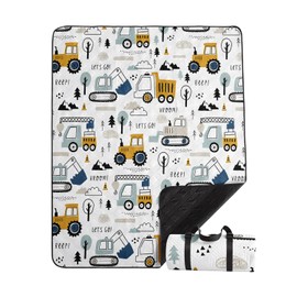 Smell Sunshine Outdoor Picnic Blanket Portable Ultrasonic Waterproof Picnic Mat Truck Excavator Printed Camping Beach Mat for Sand and Wet Grass Hiking (Truck Excavator S)