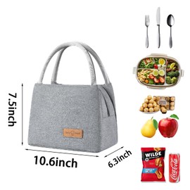 WUBAY Lunch Bags,Insulated Lunch Bag Lunch Bag Adults Cool Bag Lunch Box Lunch Bags for Women Men Reusable Insulated Leakproof Lunch Box Tote Bag for Work School Picnic Travel (#002 Grey)
