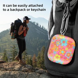 Compatible with AirPod 4th Generation 2024 Case, Shockproof Anti-Drop Protective Cover, Cute Case for Women Men with Keychain(Vintage Pink Hippie Flower)