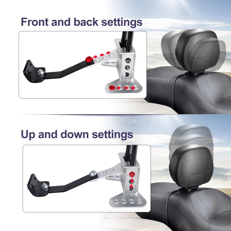 Hutexico Detachable Touring Rider Backrest, Adjustable Comfortable Driver Backrest Quick