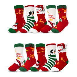 Kyopp 10 Pairs of Socks Children's Girls and Boys Classic Socks Funny Cotton Crew Socks Winter / Summer, Christmas Day