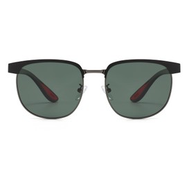 Long Keeper Semi-Rimless Polarised Driving Sunglasses for Men Women, Classic Retro Half Frame Sunglasses Polarized Anti Glare Night Driving Glasses UV400