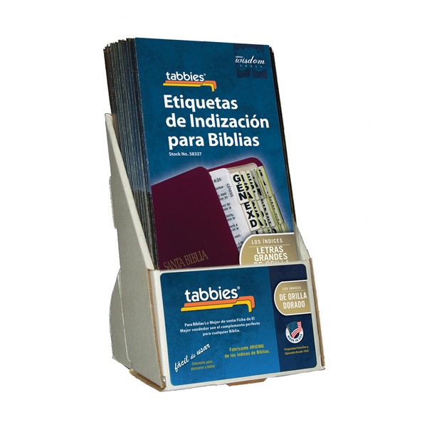 Tabbies 20 Pack with Display Catholic Spanish Large Print Gold-Edged Bible Indexing Tabs, Old & New Testament + Catholic Books, 96 Tabs (48337)
