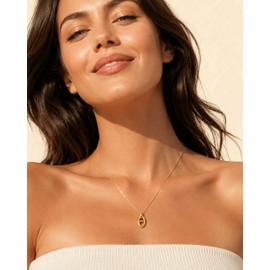 SHANTYSON Dainty Gold Necklace for Women Small Chunky Pendant Necklaces 14K Gold Plated Coffee Bean Charm Necklace Statement Jewelry Gifts