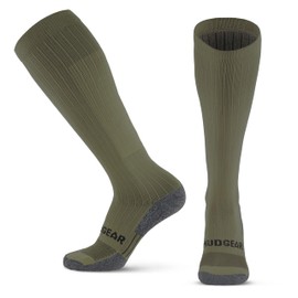 MudGear Compression Socks for Trail Running, Recovery, Travel, and Outdoor Adventures – Graduated, Durable, Sweat-Resistant, Boot Height, Large, Olive Drab Green
