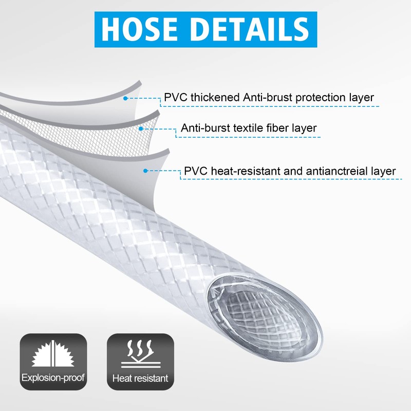 JatilEr Shower Hose, 3 m, Smooth PVC Shower Hose, Plastic