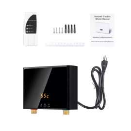 Unbranded Kitchen Electric Hot Tankless Water Heater Shower Instant Boiler 3S quick heat - Black