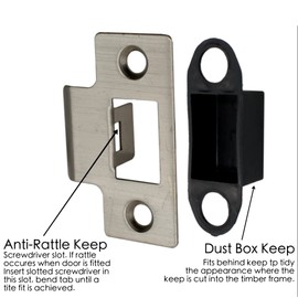 Strike Plate Satin Nickle Latch Door Frame + Dust Box + Matching Screws (5)