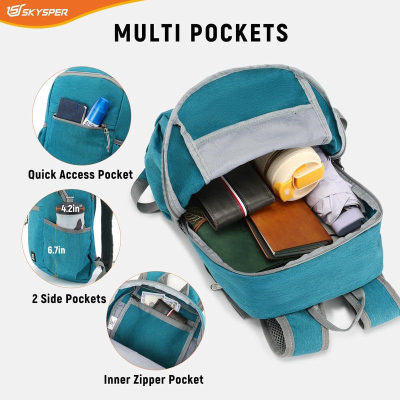 SKYSPER Anti Theft Hiking Backpack RFID Packable Travel Daypack Lightweight