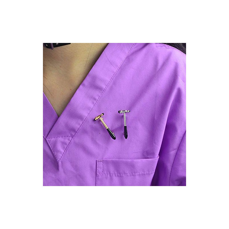 2-Set of Metal Silver and Golden Reflex Hammer Brooch White