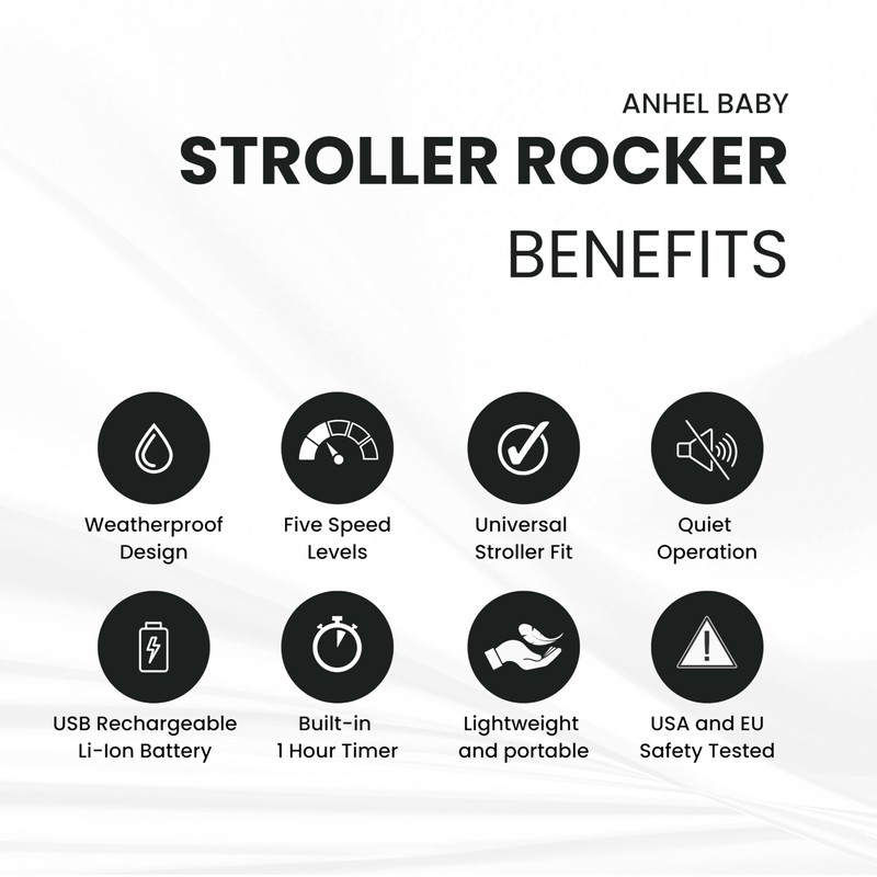 Rechargeable Stroller Pram Rocker, Portable Weatherproof Baby Sleep Device, Fits