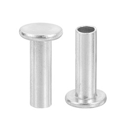 QUARKZMAN Pack of 50 semi-hollow rivets, 6 mm x 20 mm, aluminium round head, half hollow rivets, metal rivets for industry, household repair, fastening, silver