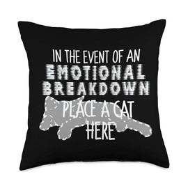 InGENIUS Cat Shirts Cat T-Shirt-Emotional Breakdown Tshirt-Womens Tee Throw Pillow, 18x18, Multicolor