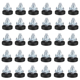 M6 Adjustable Furniture Leveling Feet 30 pcs, Threaded Furniture Leveling Feet, Screw-on Chair Table Feet with T-Nut, Black