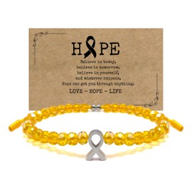 LAMIBEE Bracelet For A Cause, Crystal Bead Bracelet, Awareness Ribbon Bangle Bracelets, Wristbands for Awareness, Protection Surfer String Bracelet for Men, Women, Medium, No, crystal