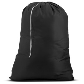 Nylon XL Laundry Bag, Large Capacity with Locking Drawstring, Machine Washable, Fits Laundry Baskets or Hampers, Holds 2 Loads of Clothes (Black, 30" x 40")