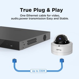 PANOOB PoE Vandal Dome Security Camera Indoor, 5MP UltraHD Wired IP Camera with Human Detection, Built-in Microphone, IP67 Weatherproof, 2.8mm Lens, 100ft IR Night Vision, PD54A1-5M(Not PTZ)