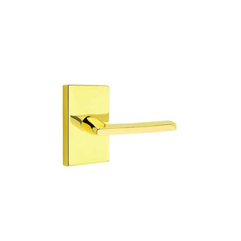 Emtek Privacy Set, Modern Rectangular Rosette, Helios Lever, Satin Nickel,