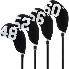 4pcs Golf Wedge Headcovers Set Premium Neoprene One-side Number Printed RH Wedge Club Head Cover 48 52 56 60 Degree