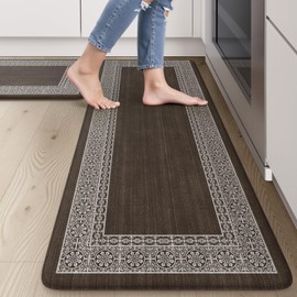 Sungea Kitchen Mats Cushioned Anti Fatigue Mats for Kitchen Floor, Non-Skid Waterproof Kitchen Rugs Padded Comfort Standing Desk Mat for Home Office Laundry Sink(Dark Brown)