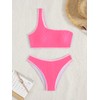 YIMISAN Women's Ribbed Bikini Sets One Shoulder Top with Mid