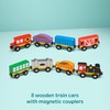 Melissa & Doug Wooden Train Cars, 8-Piece Magnetic Train Set