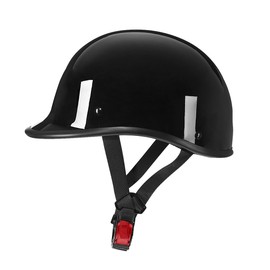 TTMiku Motorcycle Half Helmet, Retro Lightweigt Low-Profile Open Face Half Shell Helmet for Street Bike Moped Bicycle Cruiser Scooter Chopper，DOT Approved (Gloss Black, L)