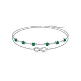 Dorunmo Infinity Sterling Silver Ankle Bracelets for Women - Hotwife Summer Beach Anklet - May Birthstone Wedding Graduation Jewelry for Mom, Wife