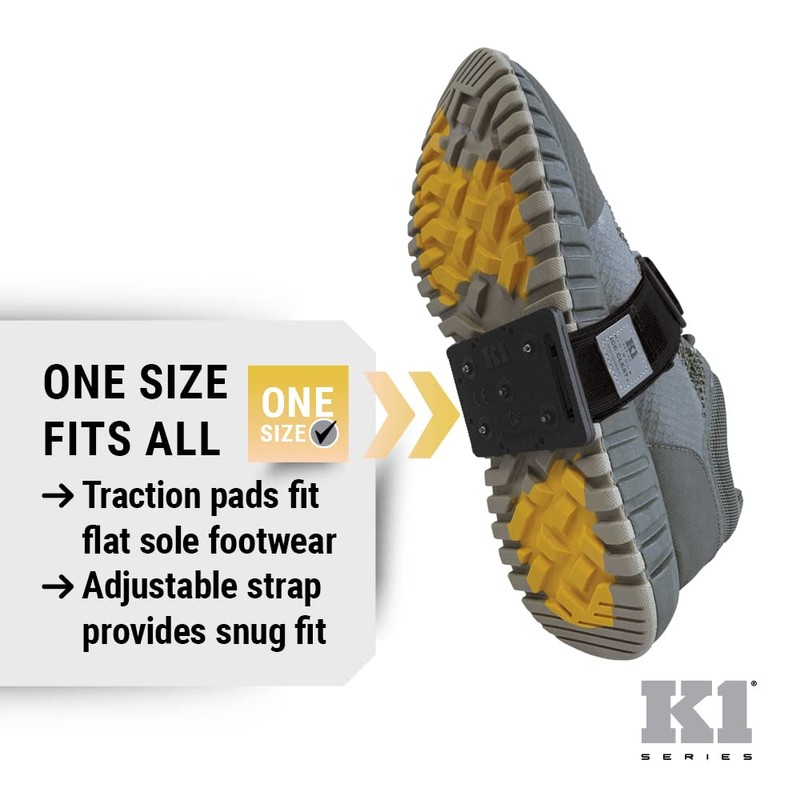 K1 Series Slim Mid-Sole Ice Cleats, Winter Traction, Black Strap