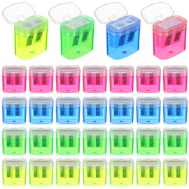 Lincia 12 Pcs Colored Pencil Sharpeners for Kids Bulk Manual Dual Holes Portable Handheld Compact Sharpener for Kids Adults Students Party Favor School Class Office Home Travel School Supplies