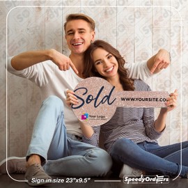SPEEDYORDERS Realtor Key Prop Rose Gold Style, Real Estate Key Prop, Real Estate Customized Sign Key Prop Sold Key Sign, Photobooth Sign Prop, Realtor Marketing Sign Size L