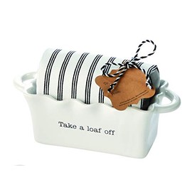 Mud Pie TAKE CIRCA MINI LOAF W, baker 2 1/2" x 7" x 3" | towel 26" x 18"