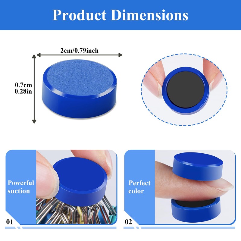 DUJEQM Fridge Magnets 30PCS Blue, Strong Magnet Mini Round Decorative