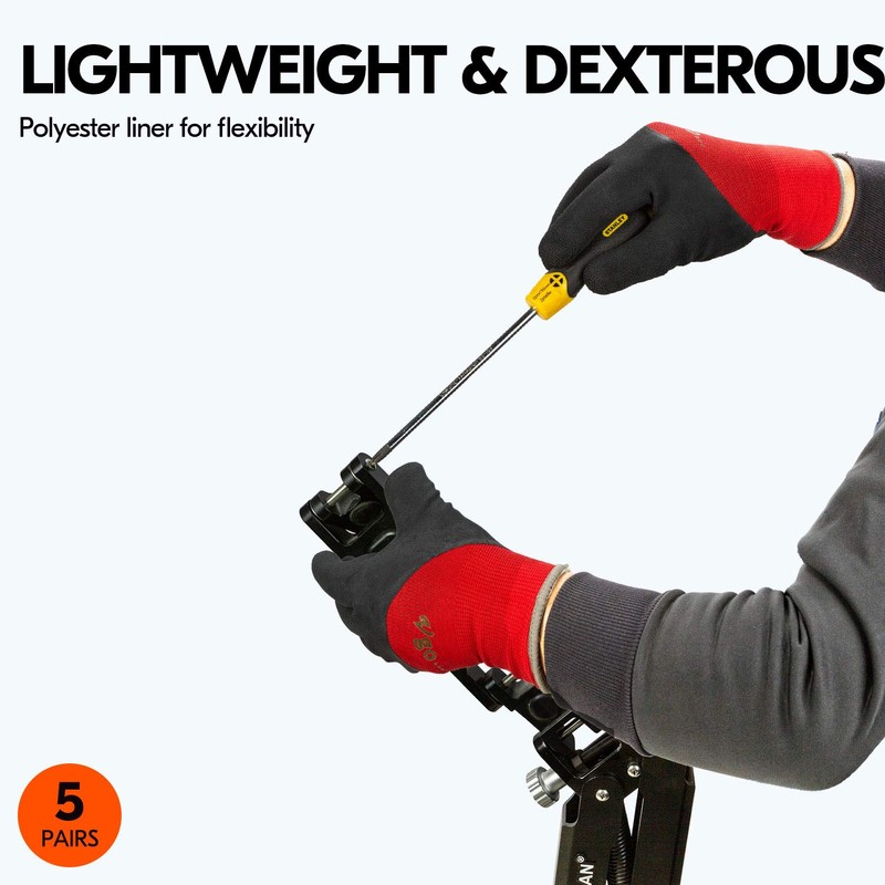 Vgo... 5 pairs Thermal Winter Work Gloves Palm Latex for