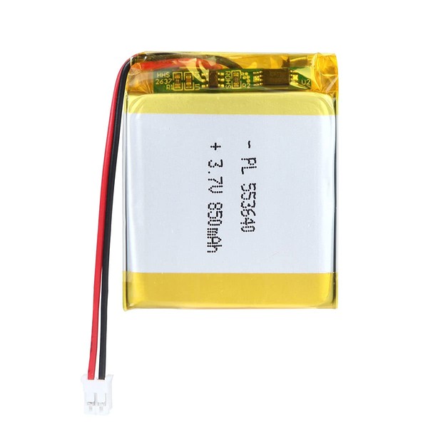 AKZYTUE 3.7V 850mAh 553640 Lipo Battery Rechargeable Lithium Polymer ion Battery Pack with JST Connector