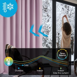 Deconovo Deconovo Super Soft Thermal Insulated Blackout Curtains Eyelet Curtains Bedroom 66 x 90 Inch Pink Lavender 2 Panels