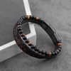 LIVLOKO Mens Bracelet Leather Black Multi-Layer Bracelet for Men Magnetic