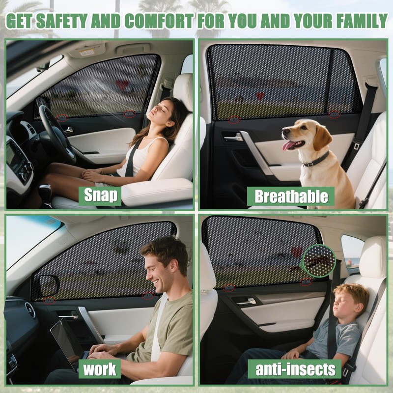 Car Window Shades for Forester 2019-2024, 4 Pack Mesh Side