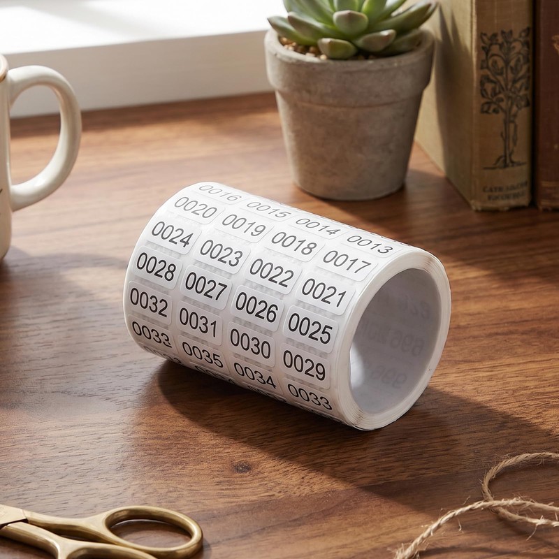 Inventory Number Stickers 1-2000 Consecutive Waterproof Self-Adhesive Vinyl Labels for