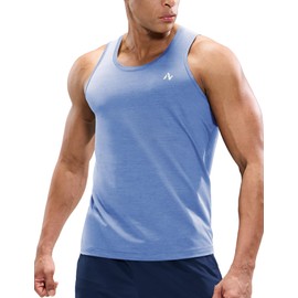 Nepest Men's Quick Dry Workout Tank Top Gym Muscle Tee Fitness Bodybuilding Sleeveless T Shirt Heather Blue XXL