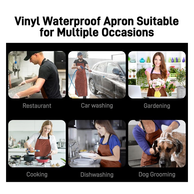 Vammcht Waterproof Apron with Comfortable Adjustable Bib Rubber Vinyl Dishwasher