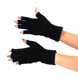 Sleeping Sheep 3 Types to Choose from, 5 Finger Shorts, Short Fingertips, No Stiffness, Long, Cool, Smooth, 100% Silk, UV Gloves, Hand Care, UV Gloves, Hand Care, Finger Cut Black